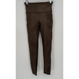Spanx Faux Leather Leggings Brown Metallic High Waist Shaping Yoga Pants M